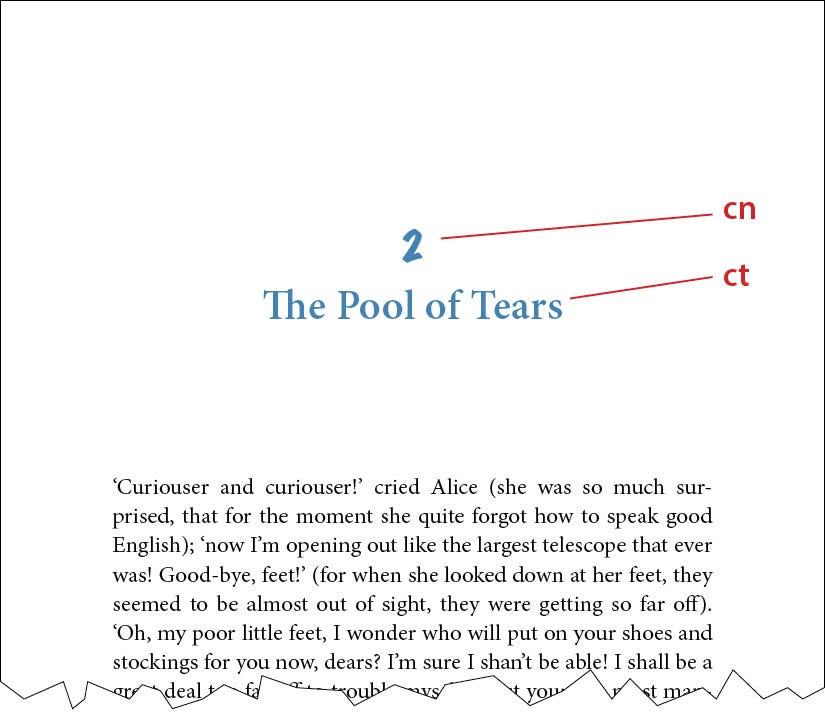 Our sample book showing a chapter number and chapter title