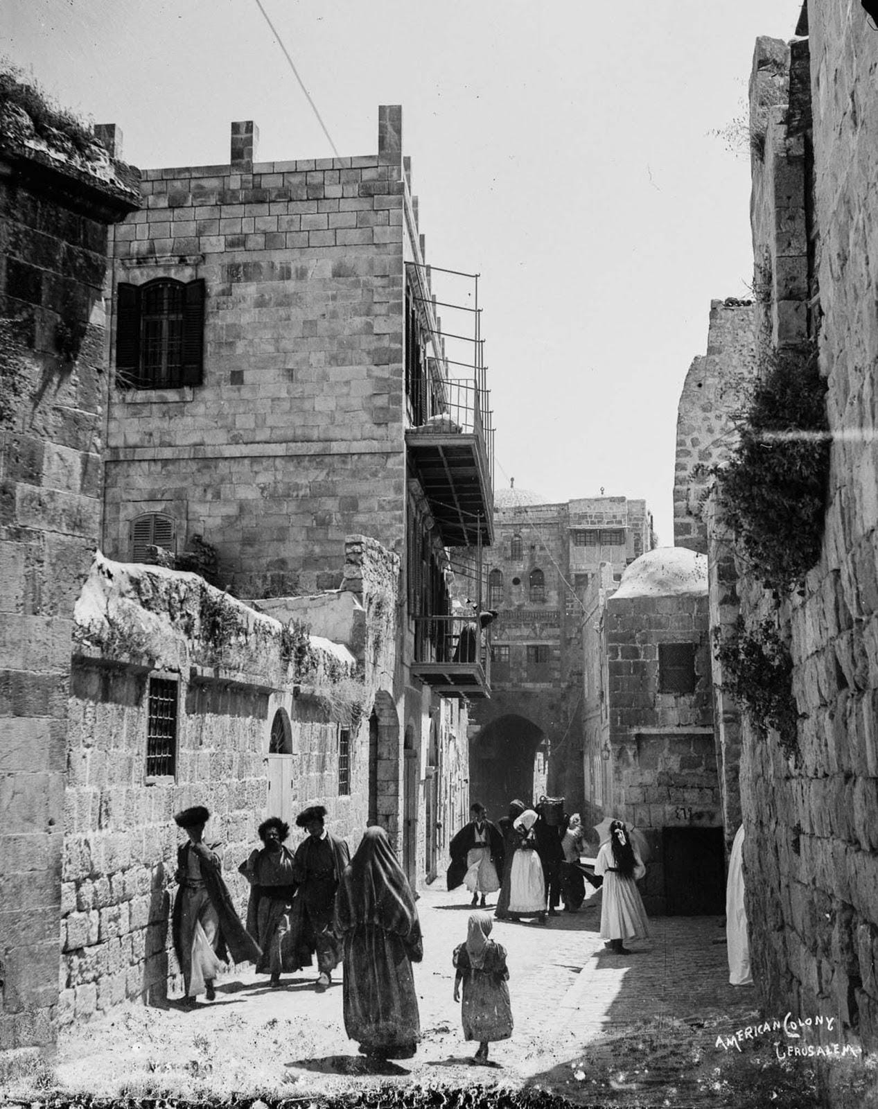 Jews and Muslims in Ottoman Jerusalem, circa 1900.