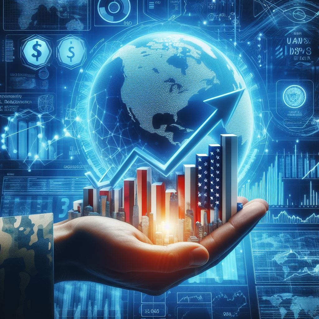 An image that represents economic growth for the national security sector, with bright and vivid colors