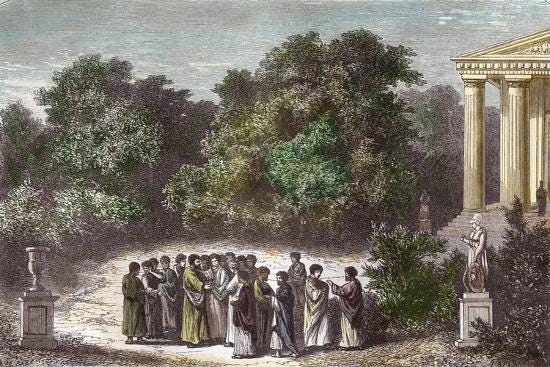 «Ο Πλάτωνας και οι μαθητές του στην Πλατωνική Ακαδημία στην Αθήνα, Ελλάδα ...