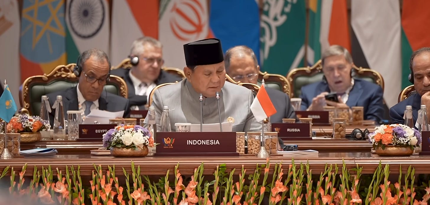 Indonesian President Prabowo Subianto shared his insights on the need for UN reform during the open session of the 18th BRICS Summit on Sunday