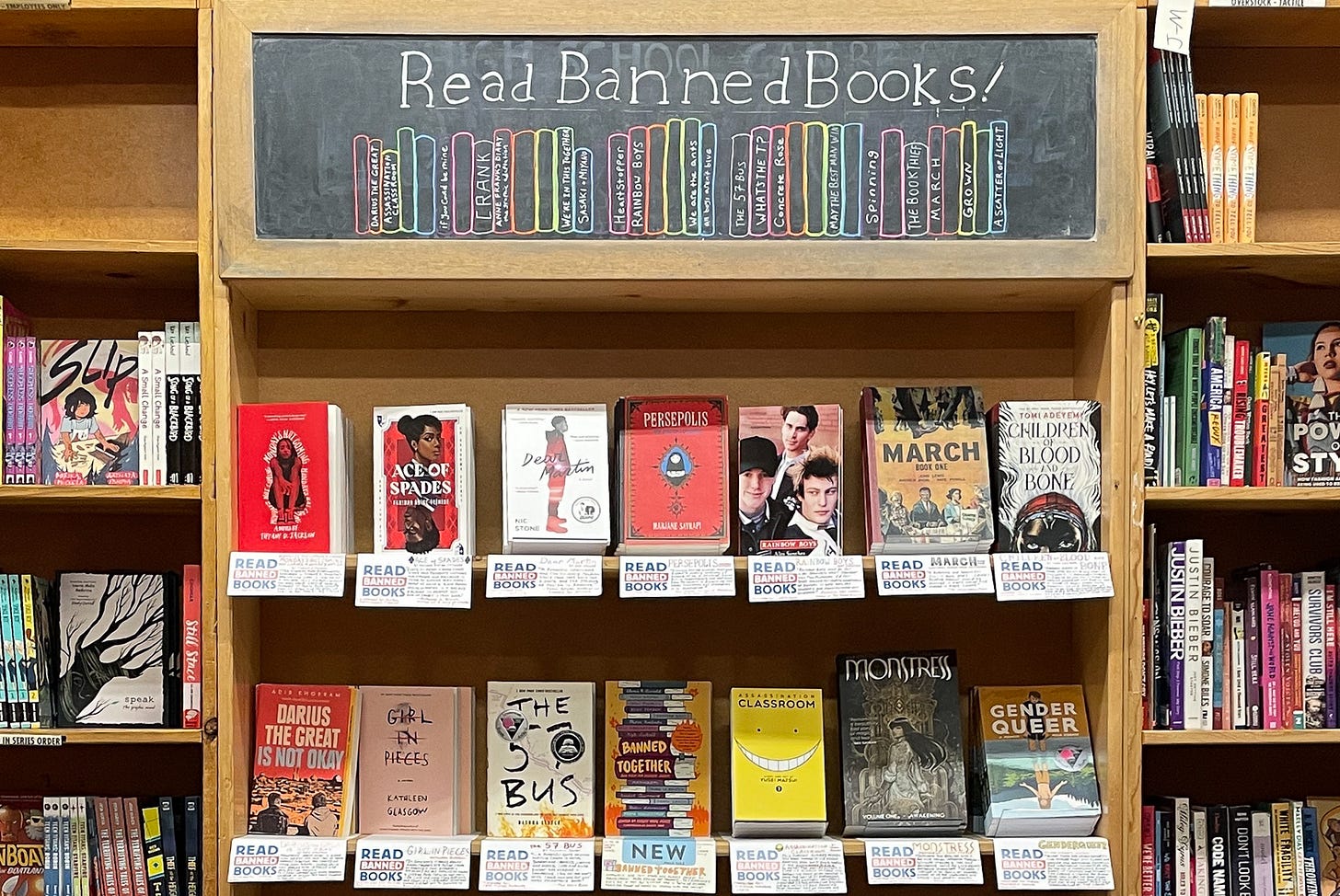 Photo of banned books display