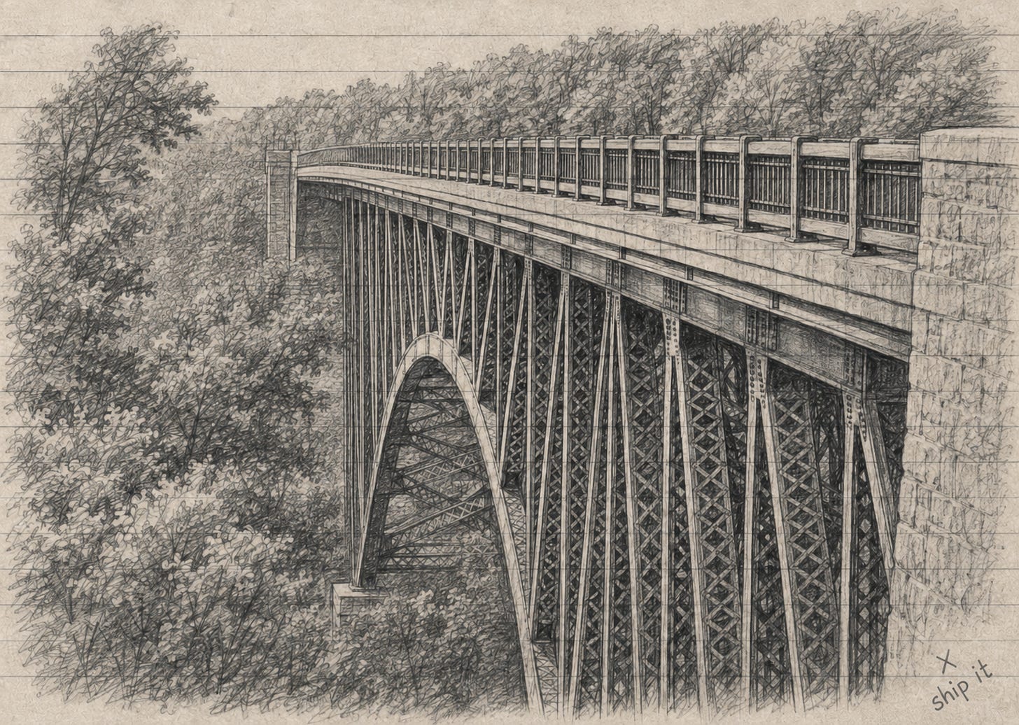 Illustration of the Cut River Bridge in Michigan. Illustration of the Cut River Bridge in Michigan.