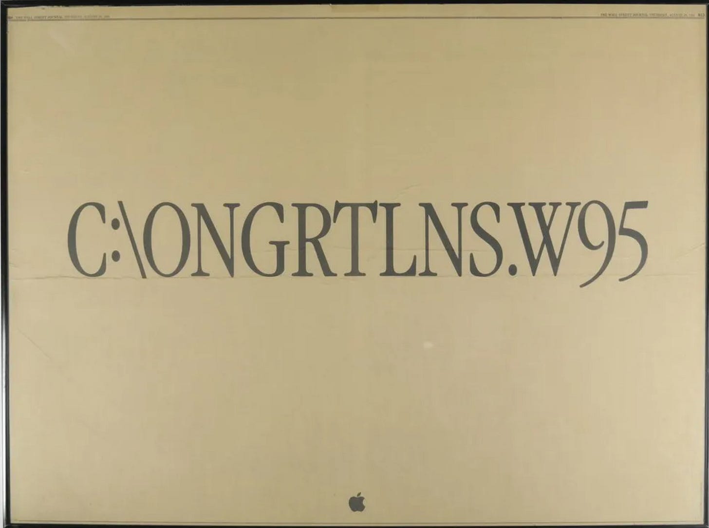 C:\ONGRTLNS.W95 on a full page advertisement in very large type. C:\ONGRTLNS.W95 on a full page advertisement in very large type.