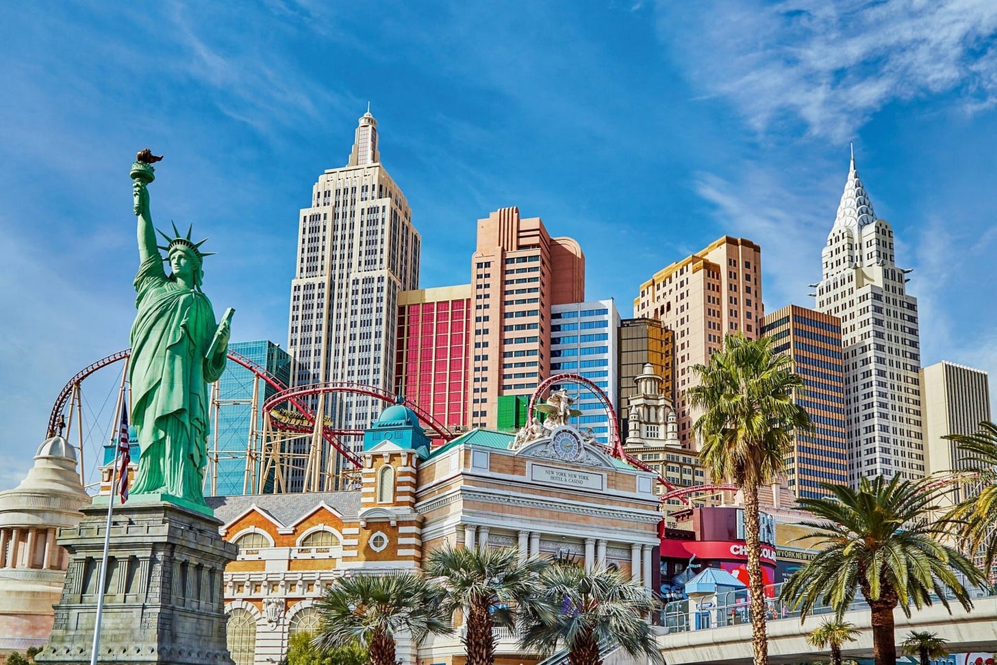 New York-New York Hotel & Casino, which features a 150ft replica of the Statue of Liberty.