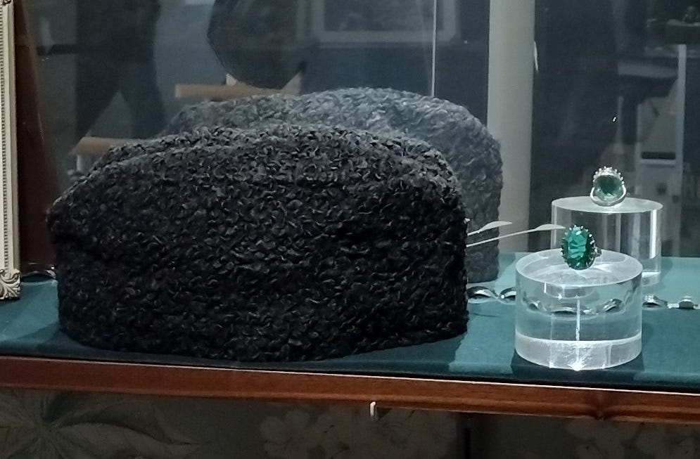 William Hartnell’s original astrakhan fur hat and emerald ring