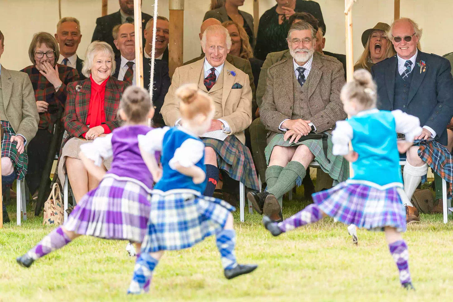 King Charles III attends at The 2024 Mey Highland Games at John O'Groats Park on August 03, 2024 in Edinburgh, Scotland. (
