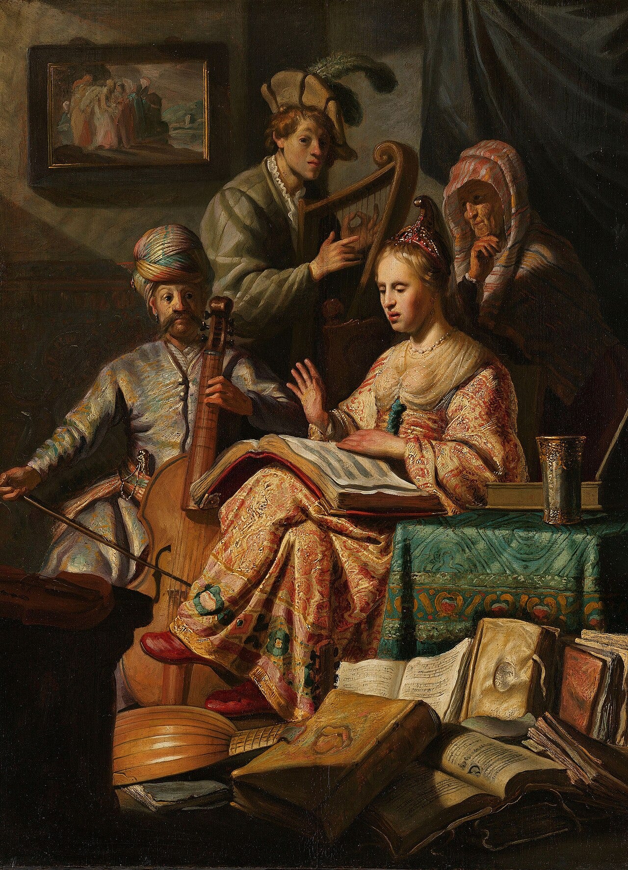Young people in exotic dress making music together Young people in exotic dress making music together