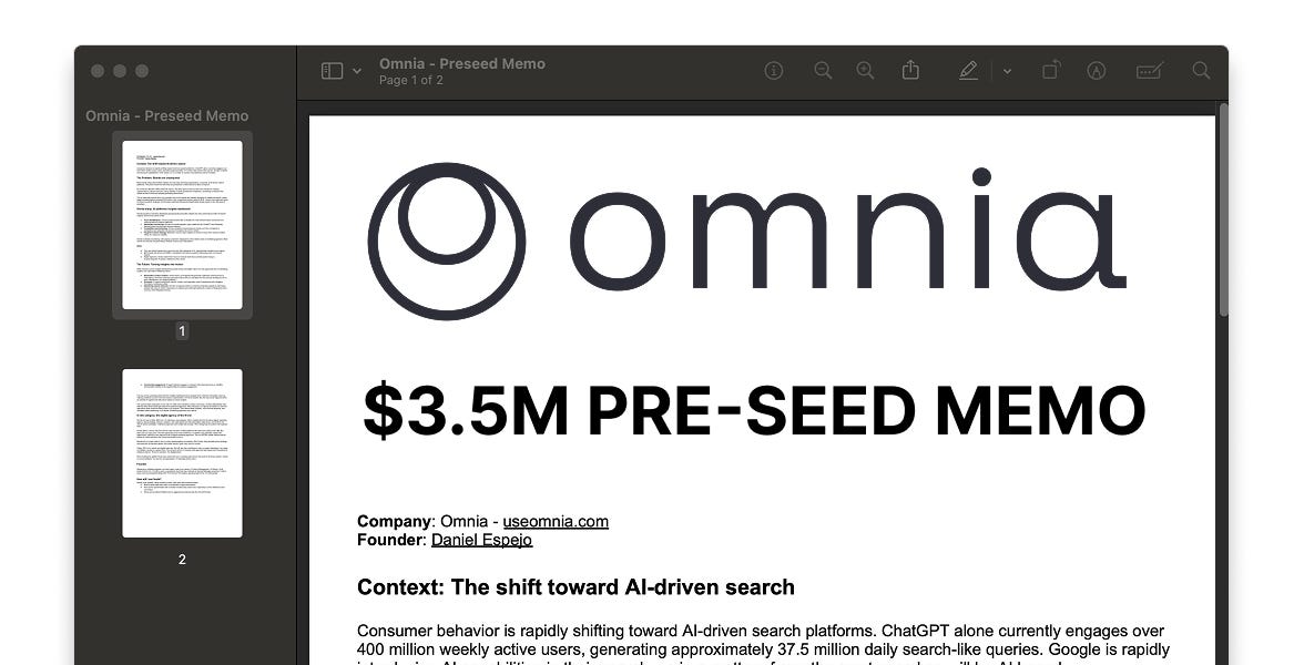 The 2-pager used to raise $3.5M from the investors behind Lovable, n8n, and Miro