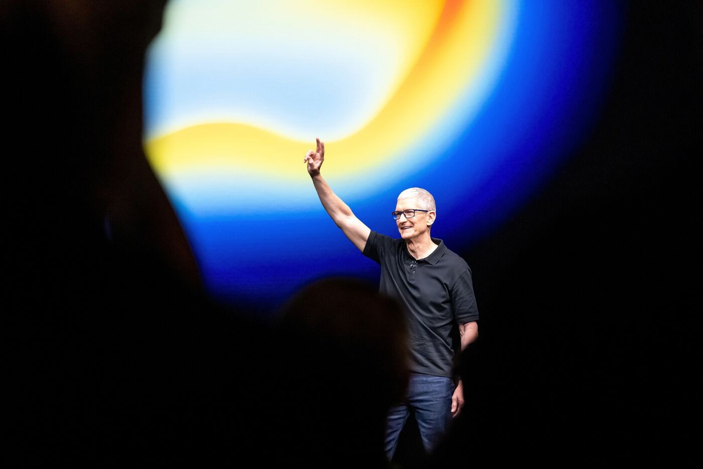 Tim Cook inside the Steve Jobs Theater during an event at Apple Park campus in Cupertino, California on Sept. 9.