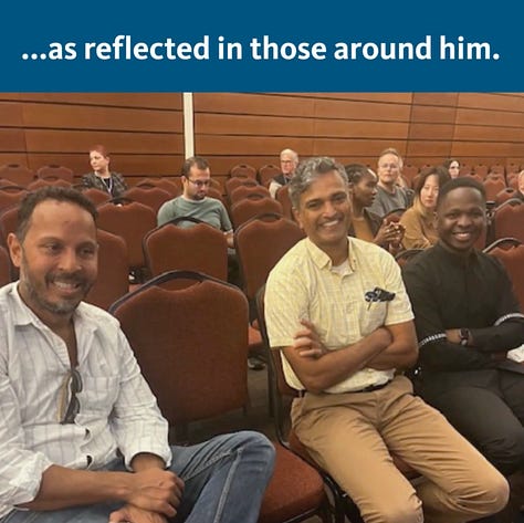 Images of colleagues interacting, smiling.