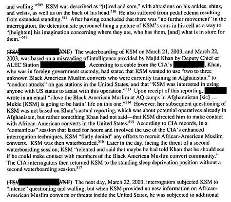 The CIA Waterboards KSM at Least 183 Times; KSM's Reporting Includes Significant Fabricated Information (CIA Detention & Interrogation Program Senate Select Committee On Intelligence)