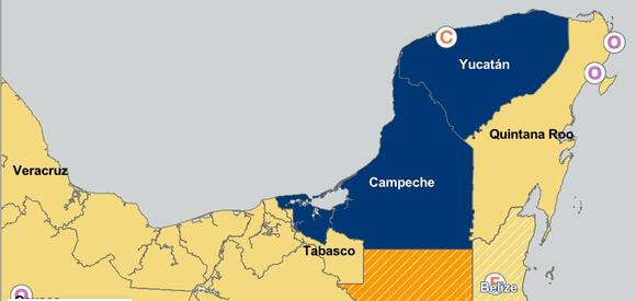 Yucatan peninsula travel warnings map Yucatan peninsula travel warnings map