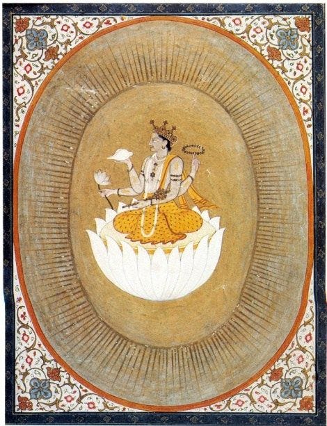 Representación del dios Vishnu en su huevo cósmico | Pinturas,  Ilustraciones, Arte