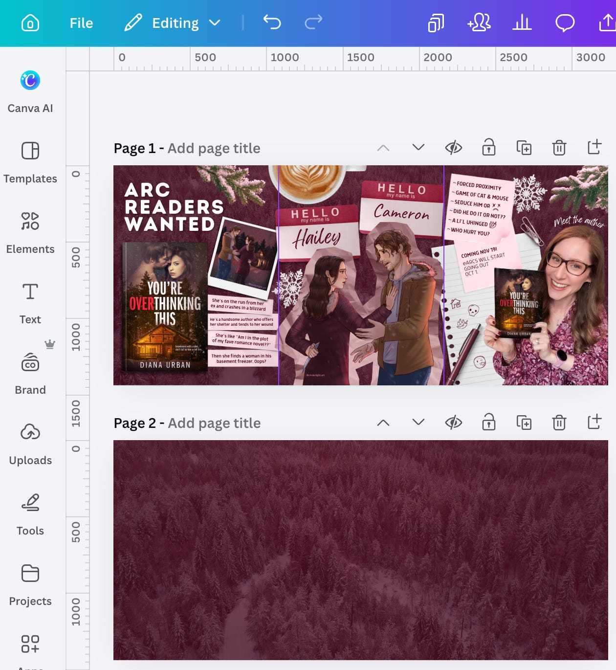What the banner and background look like in Canva What the banner and background look like in Canva