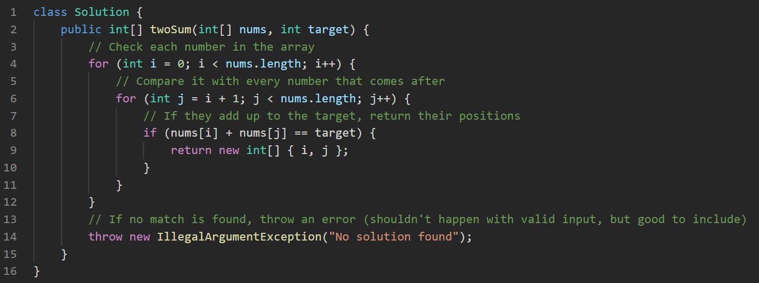 Java Brute Force Solution for Two Sum Java Brute Force Solution for Two Sum