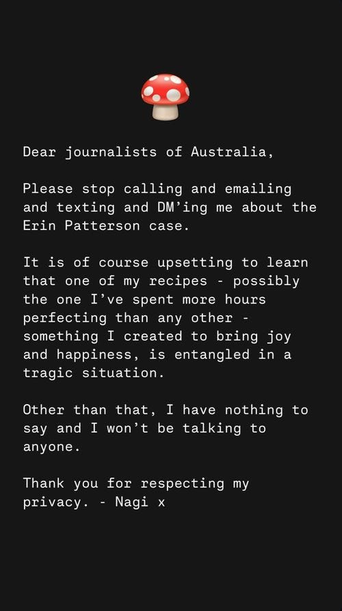 The RecipeTin Eats founder requested journalists respect her privacy.