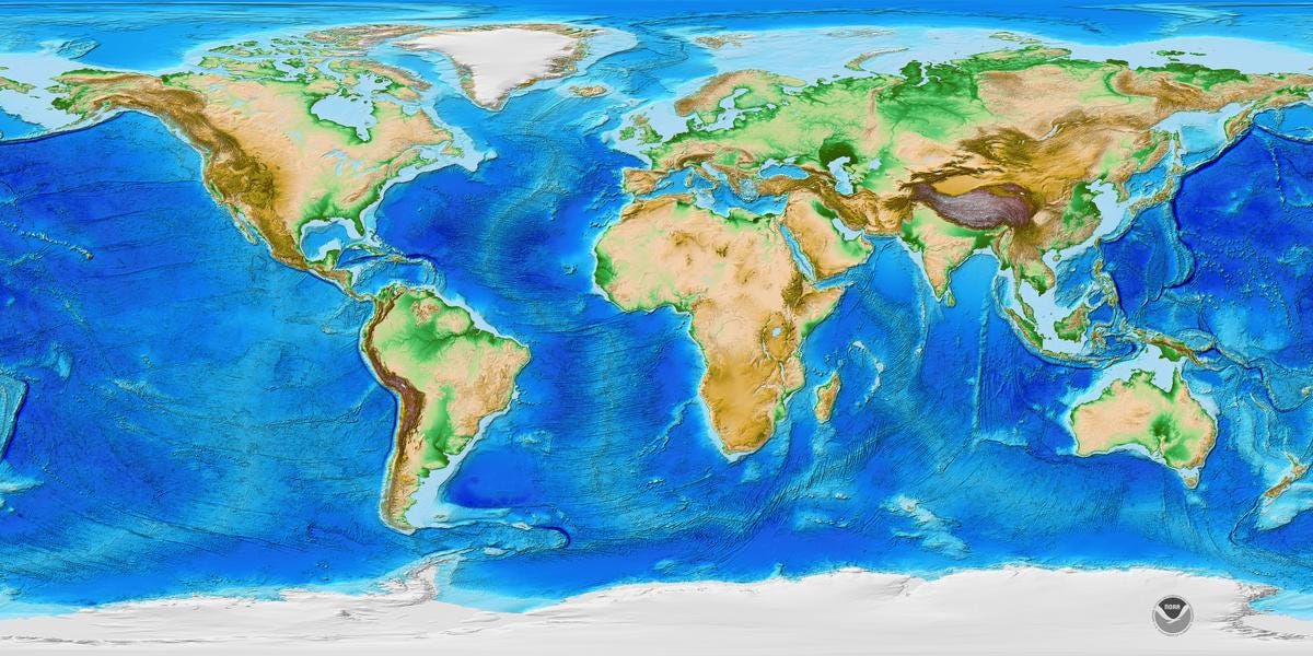 NOAA Global Topographic Map med res
