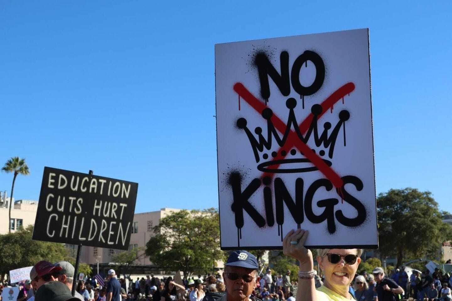 In photos: 'No Kings' protesters march in downtown San Diego | KPBS Public  Media