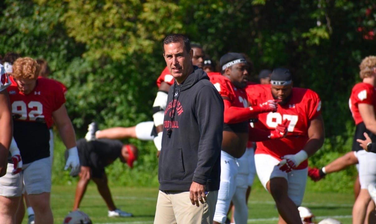 Wisconsin Badgers head coach Luke Fickell during practice.