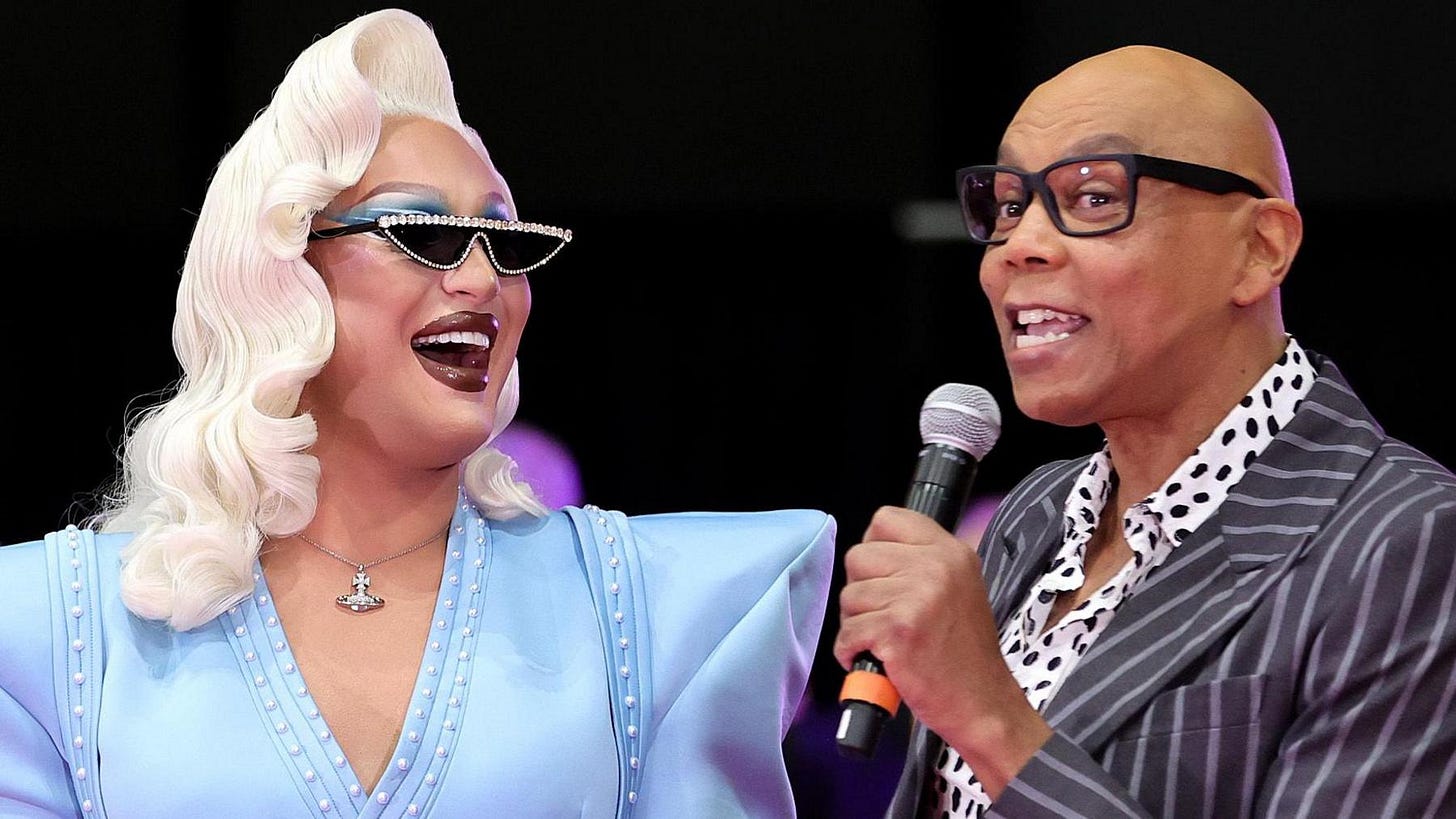 The Vivienne and RuPaul attend the Pink Ribbon Cutting with the cast of RuPaul's Drag Race All Stars Season 7 RuPaul's Los Angeles DragCon at Los Angeles Convention Center on May 13, 2022 in Los Angeles, California. The Vivienne and RuPaul attend the Pink Ribbon Cutting with the cast of RuPaul's Drag Race All Stars Season 7 RuPaul's Los Angeles DragCon at Los Angeles Convention Center on May 13, 2022 in Los Angeles, California.