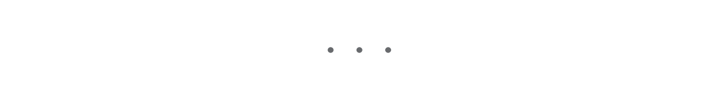 Minimal three-dot horizontal divider on a black background, used as a section separator in Product With Attitude by Karo Zieminski, signaling a pause, transition, and reflective break in long-form writing.