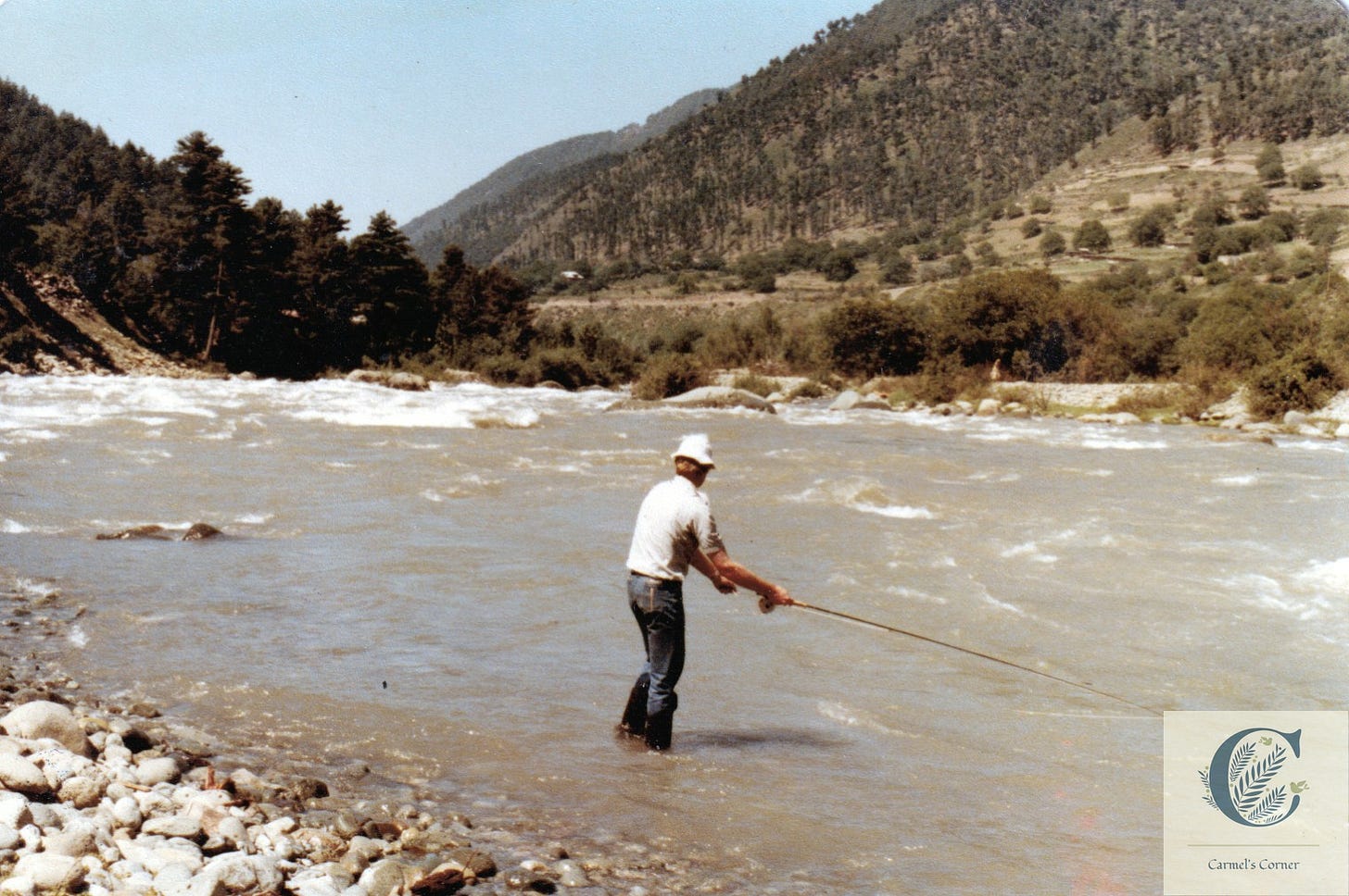 Man fishing in river