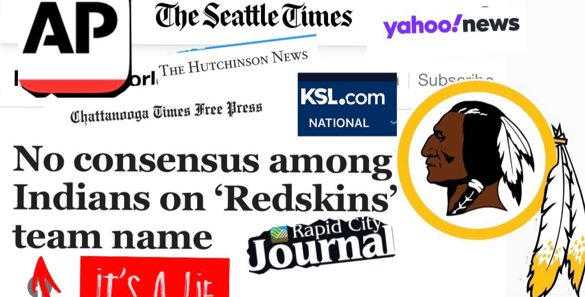 Associated Press, #fakenews lied to create Redskins controversy - here's proof