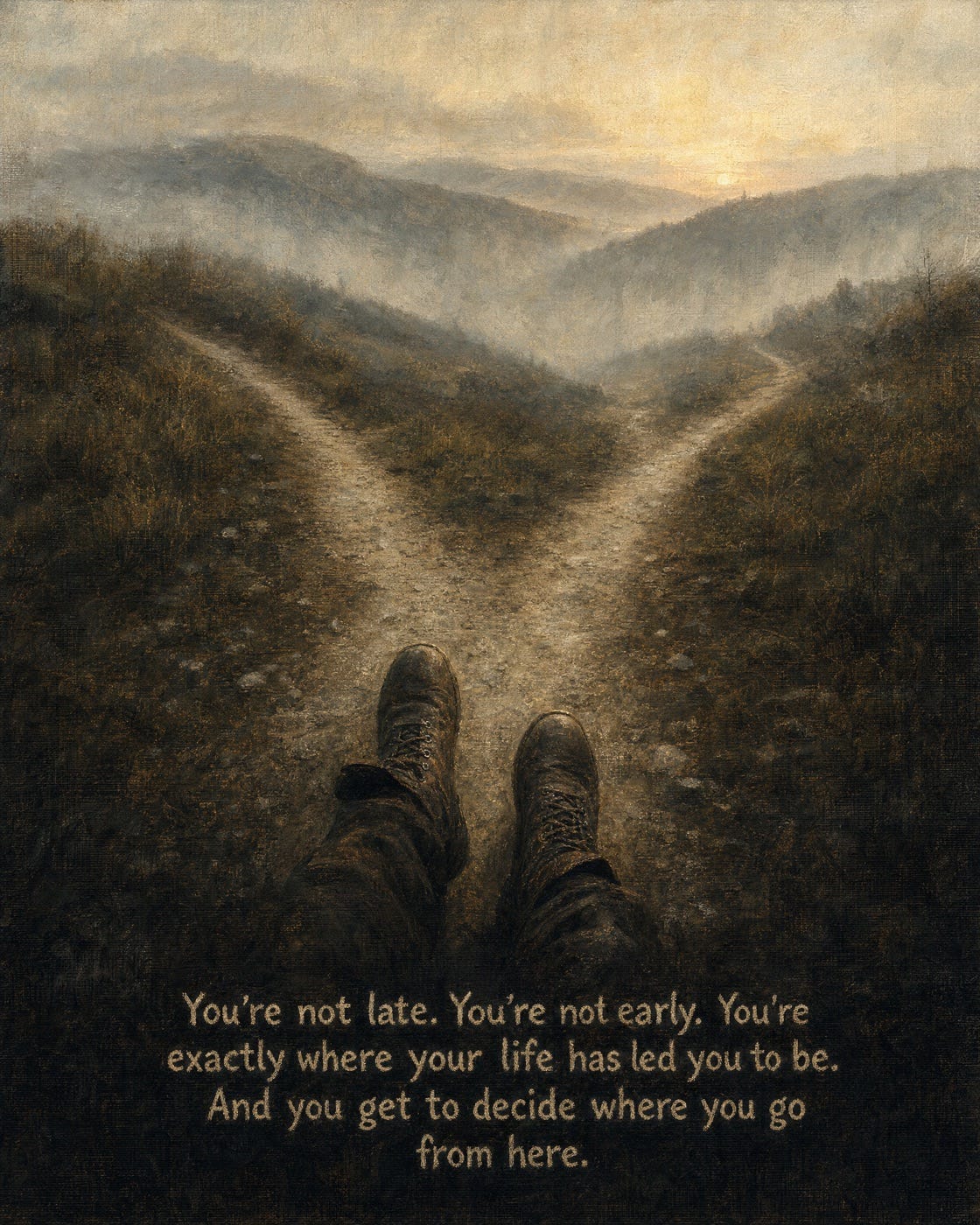 You're not late. You're not early. You're exactly where your life has led you to be. And you get to decide where you go from here. — Sahil Bloom You're not late. You're not early. You're exactly where your life has led you to be. And you get to decide where you go from here. — Sahil Bloom