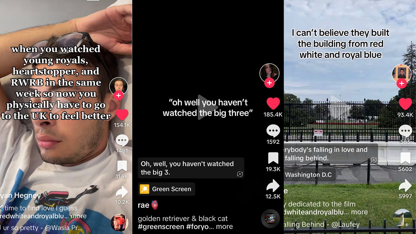 Screenshots of TikToks about the 'Big Three.'