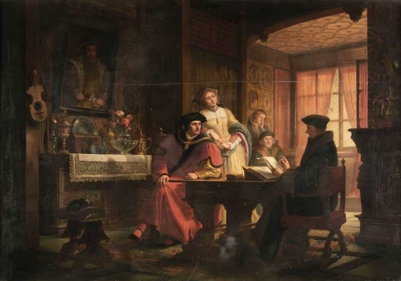 A painting of people sitting at a table
Description automatically generated