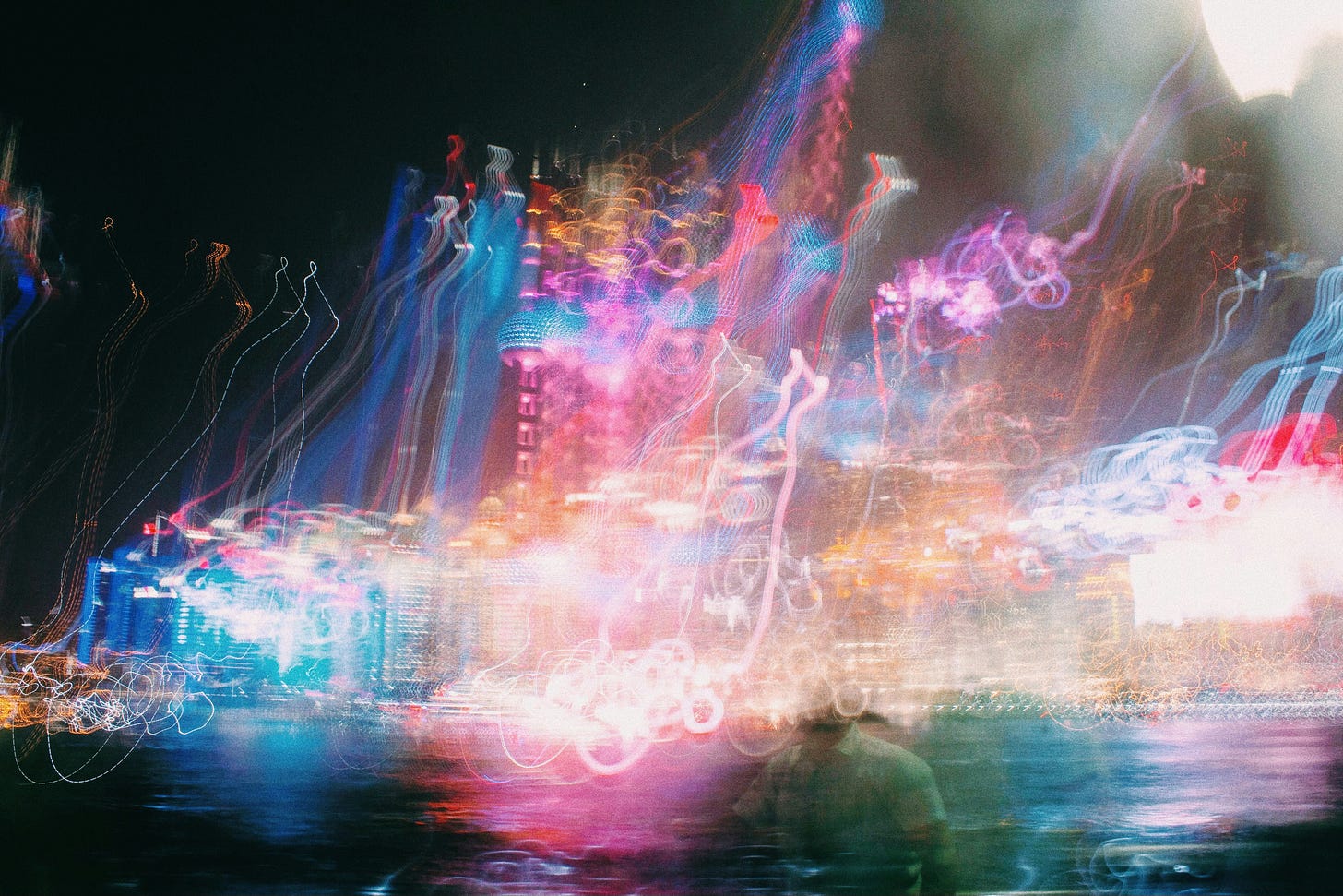 Fuzzy colors from a fireworks display