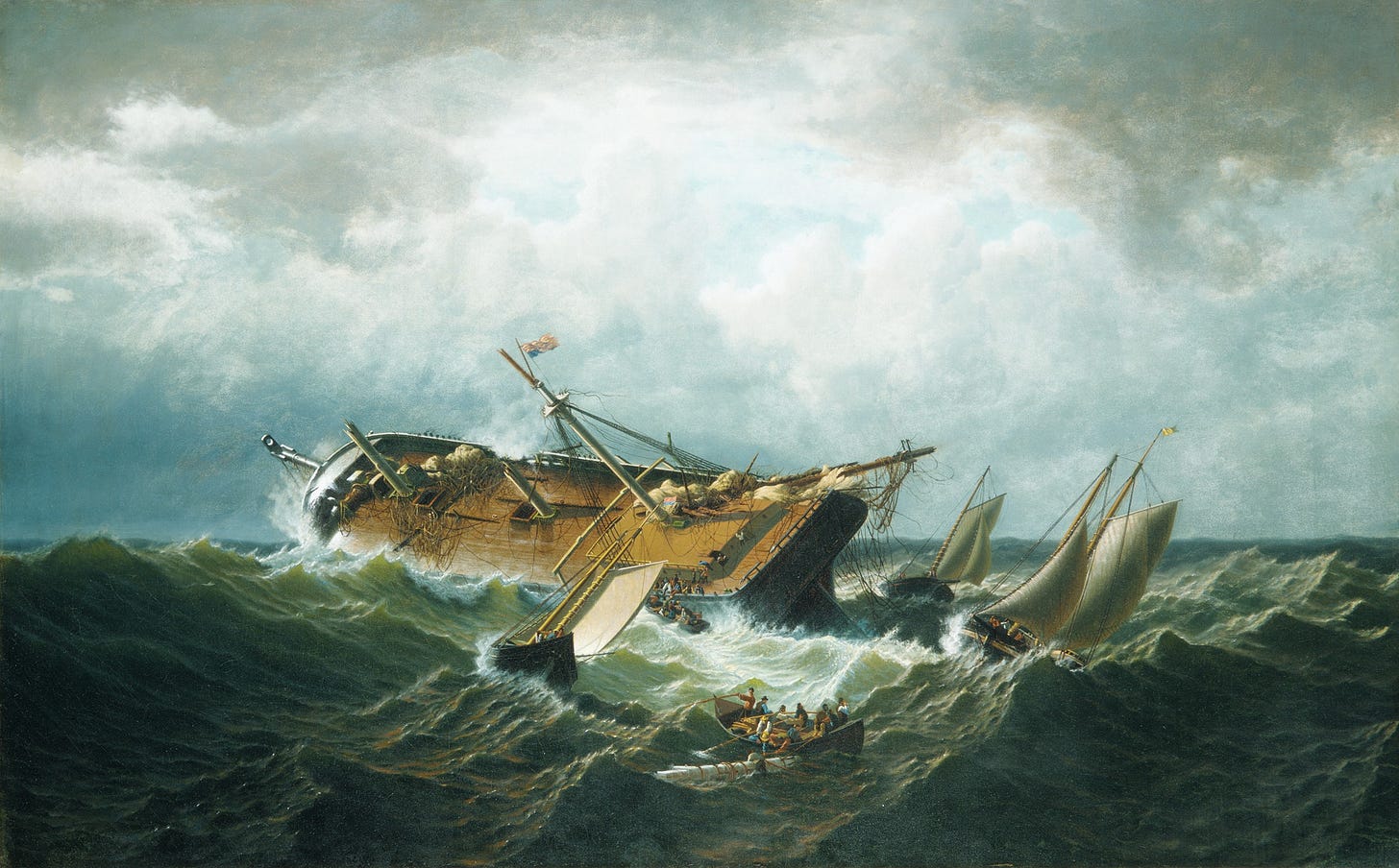Shipwreck off Nantucket (Wreck off Nantucket after a Storm), William Bradford (American, 1823–1892), Oil on canvas, American