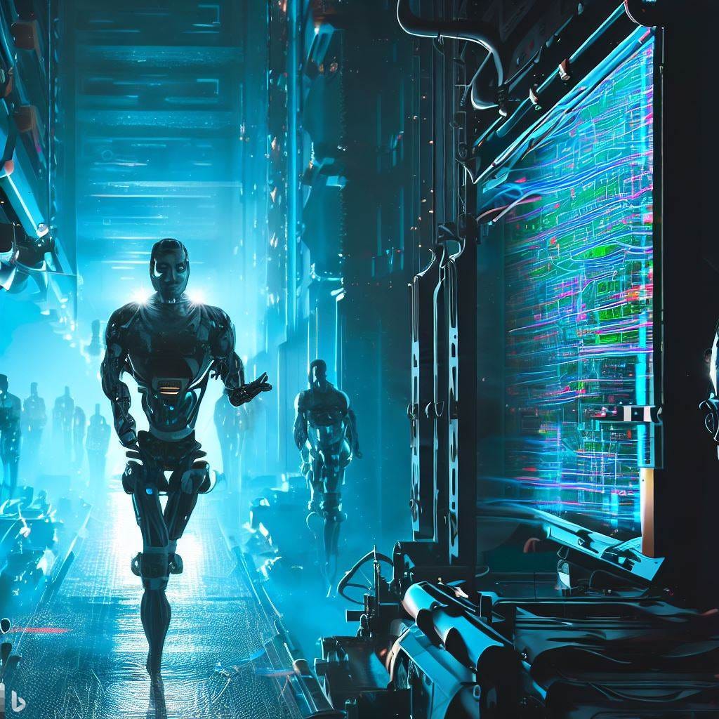 cyberpunk corporate AI competition