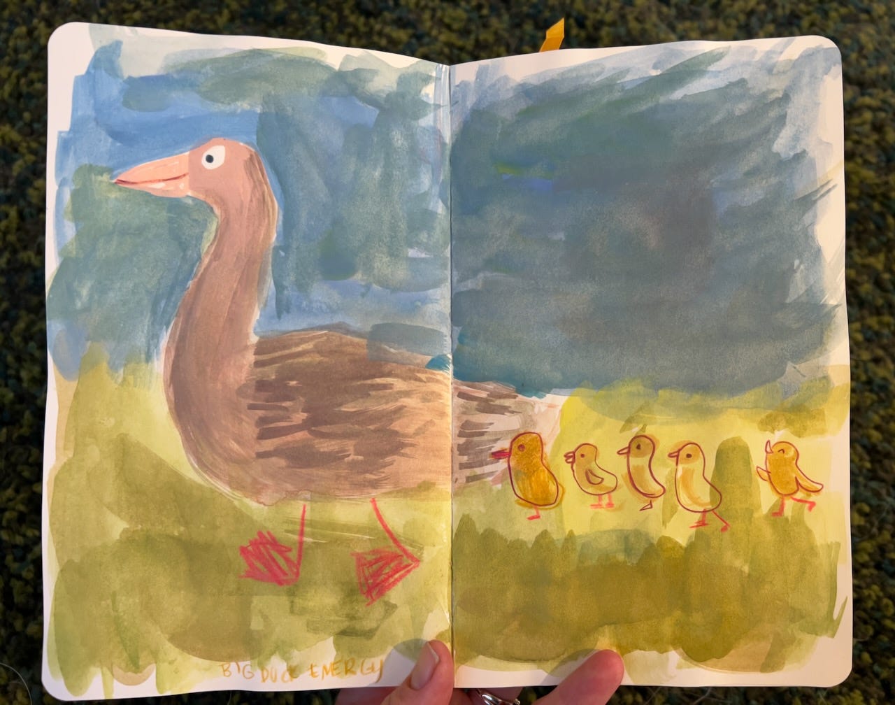 duck family illustration before contrast