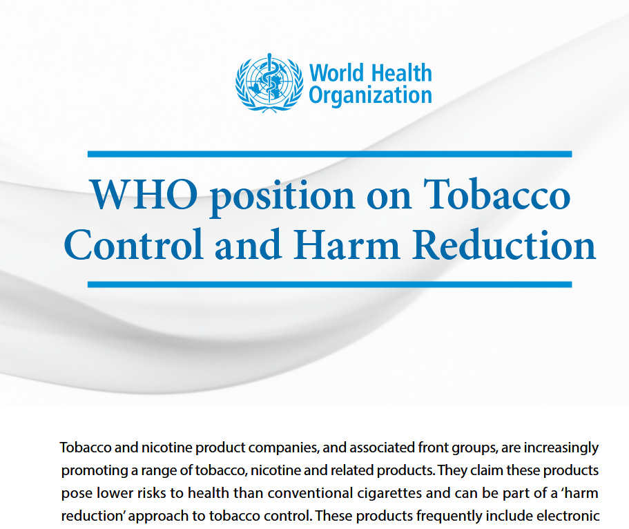 WHO position on harm reduction : enough is enough