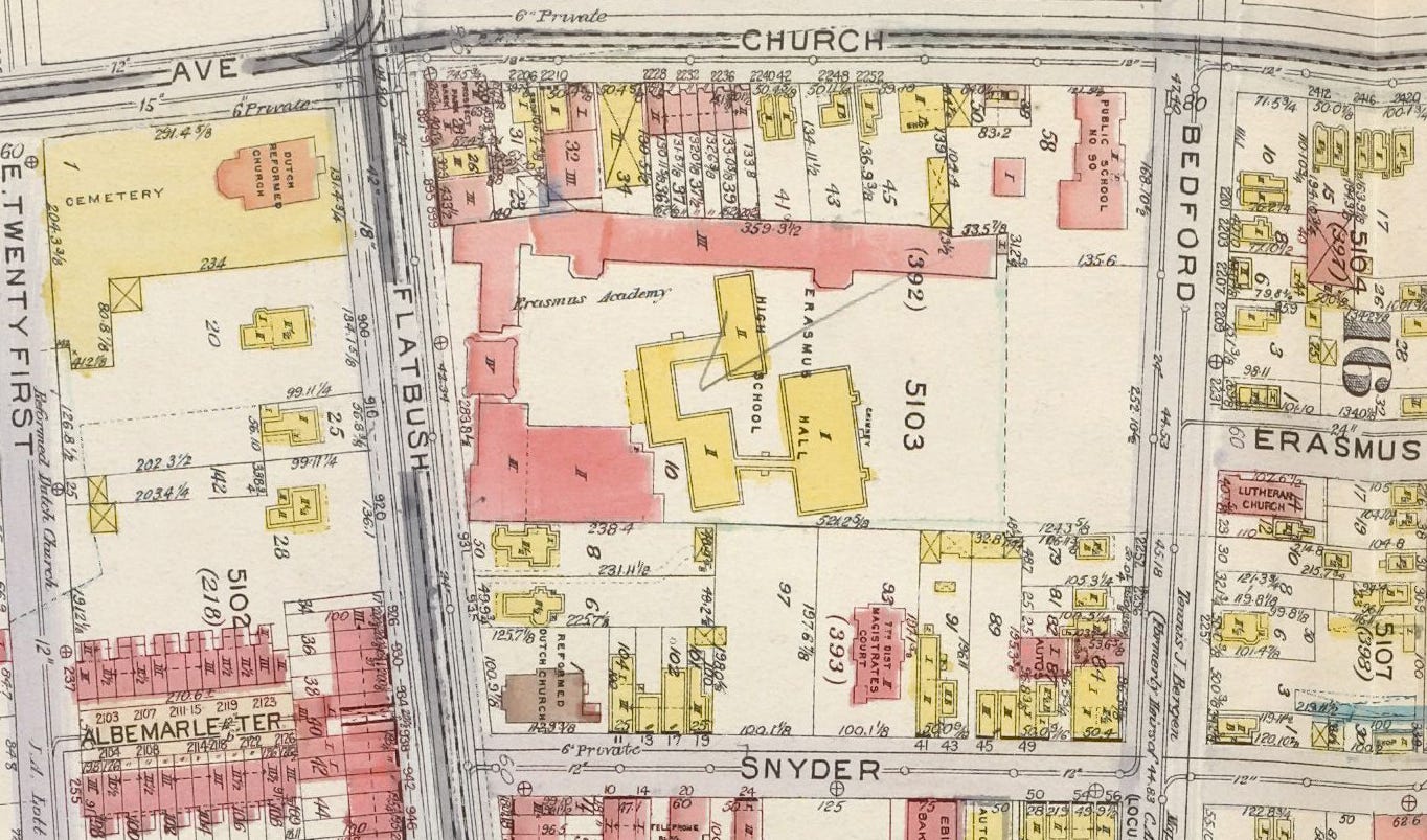 brooklyn - map showing the masonry and wood frame buildings making up the high school in 1917 brooklyn - map showing the masonry and wood frame buildings making up the high school in 1917