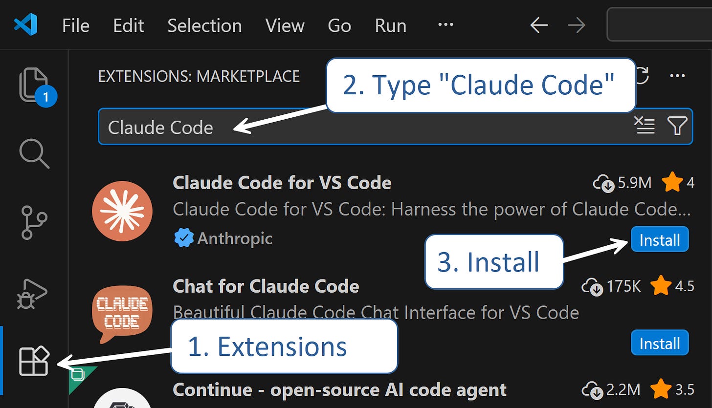 How to Install the Claude Code extension for VS Code