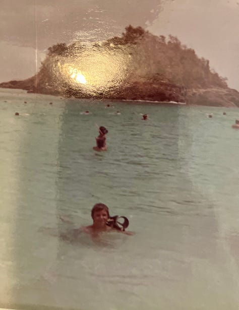 Caribbean cruise in 1975 swimming, snorkling, and spending time with familh