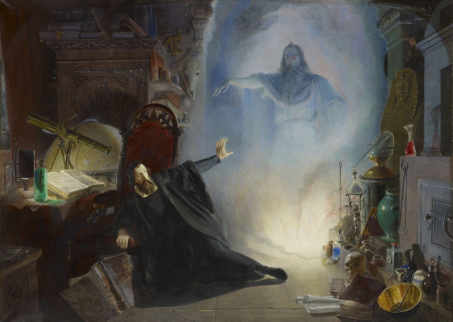 File:Scene from Goethe's Faust, the appearance of the Spirit of the Earth  by Edward Henry Corbould.jpg - Wikimedia Commons