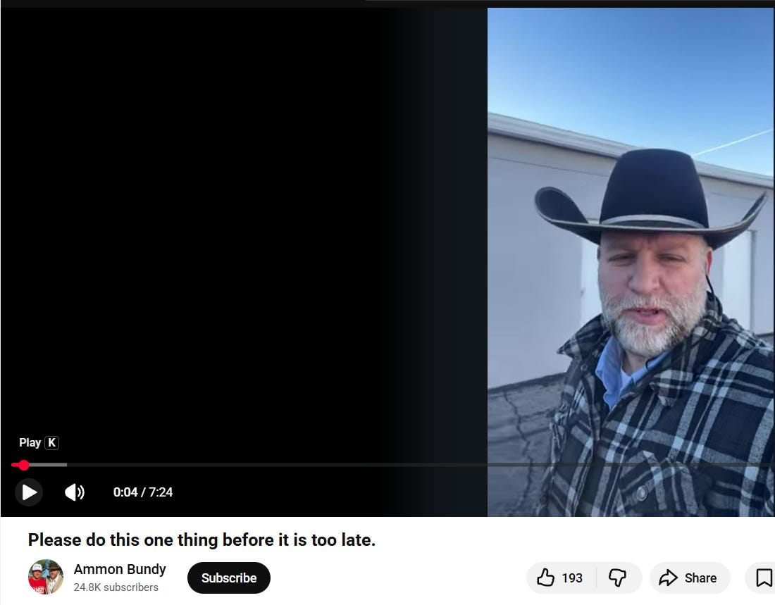 Ammon Bundy Recommends Taking Large Savings Accounts Out of Banks and Putting into Precious Metals or other Hard Assets. 