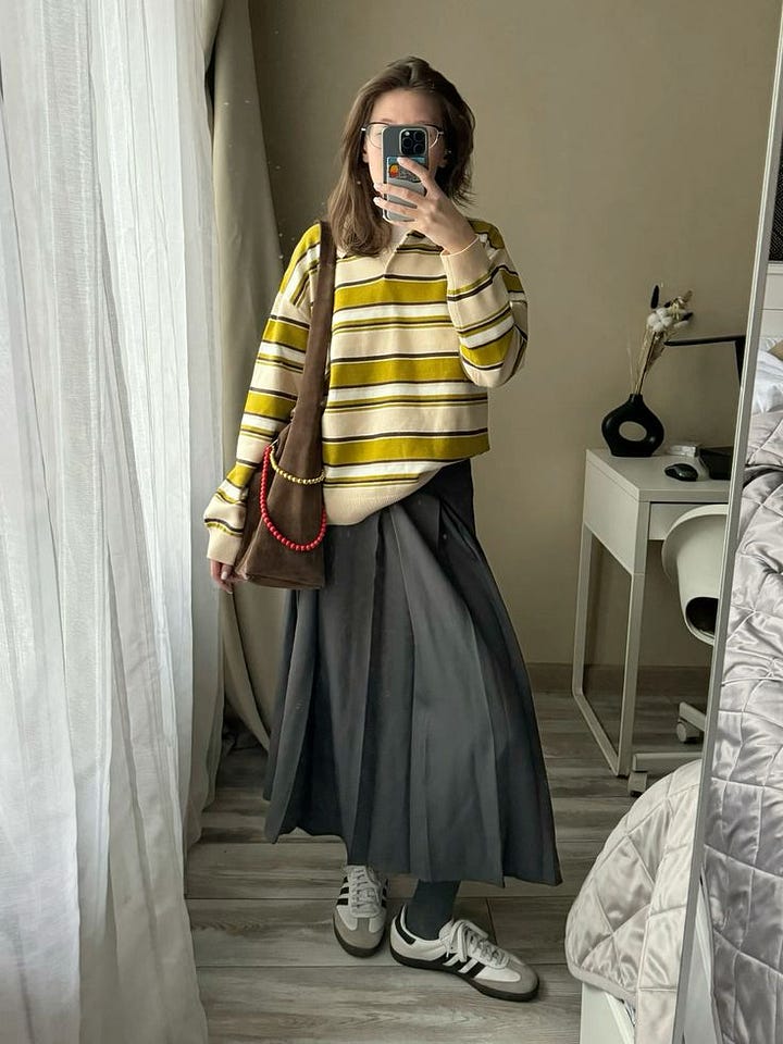 People in rugby tops with long skirts