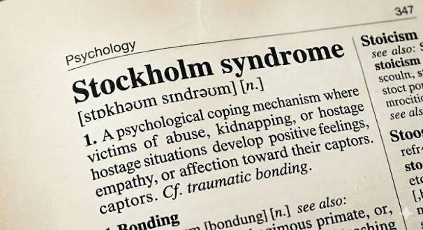 Heard of Stockholm syndrome? Here's the psychological reason behind it.  Survival Instinct: Victims subconsciously align with captors to reduce the  threat of violence. Traumatic Bonding: Occurs in situations of power  imbalance, such