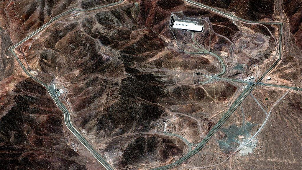 An aerial image of the Fordo nuclear site
