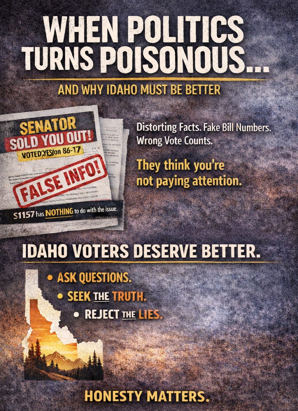 When Politics Turns Poisonous, And Why Idaho Must Be Better. When Politics Turns Poisonous, And Why Idaho Must Be Better.