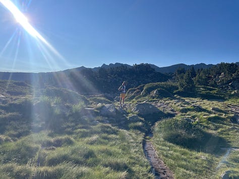 Views and lakes after descending Collada dels Pessons 