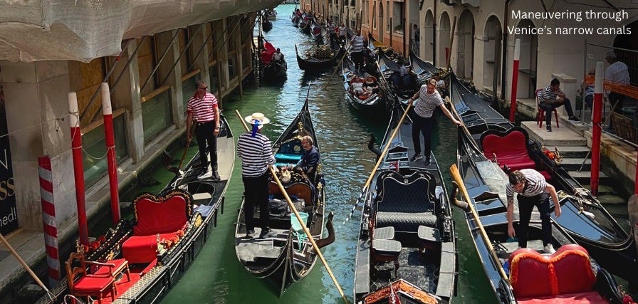 Venice gondolas in canals