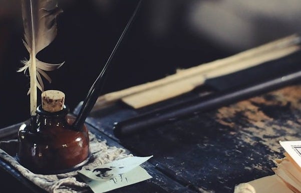 ink bottle on desk