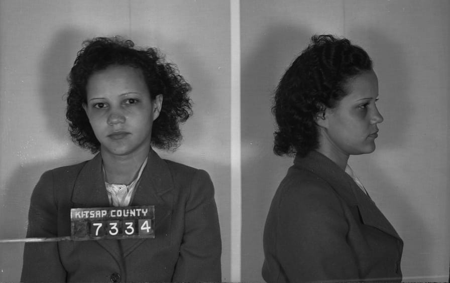 Taylor after being arrested for vagrancy in Washington State in 1944. (Washington State Archives, Puget Sound : Little Brown)