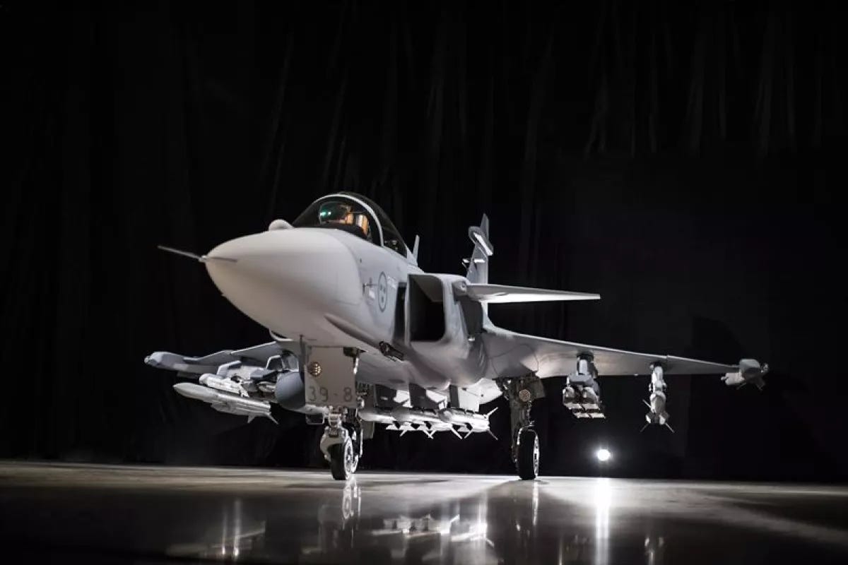 The Gripen E has longer range and greater weapons capacity than previous Gripen fighters